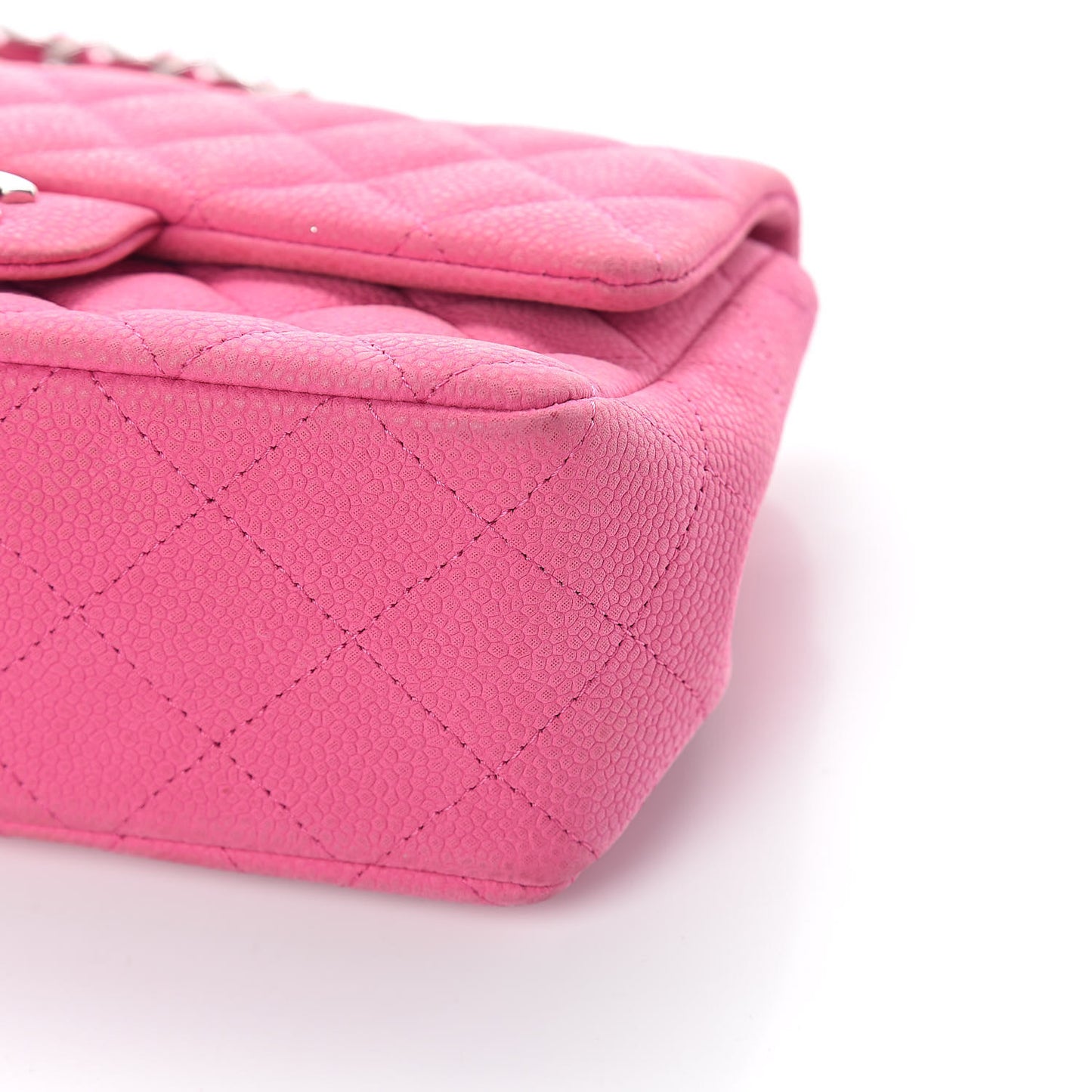 Iridescent Caviar Quilted Mini Rectangular Flap Pink