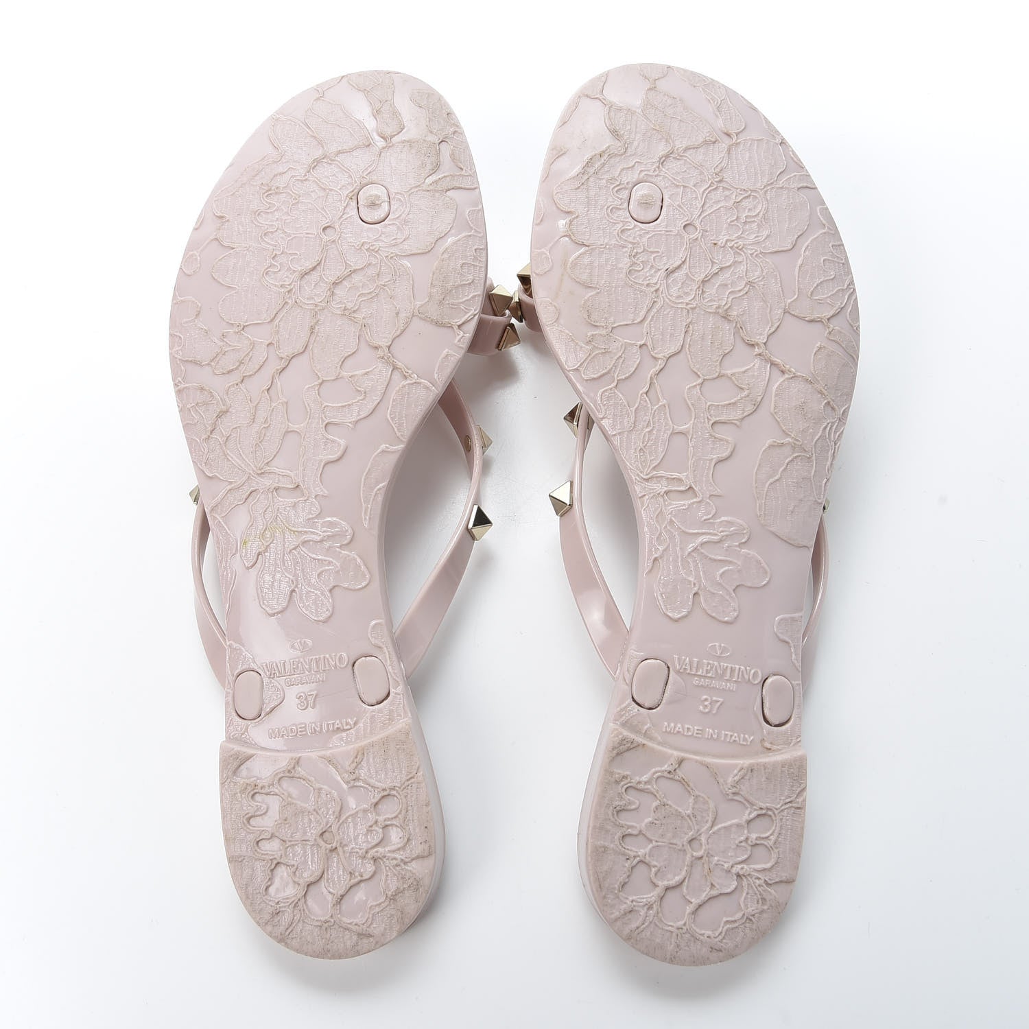 Valentino Garavani PVC Jelly Rockstud Bow Thong Sandals 37 Poudre 5 of 9