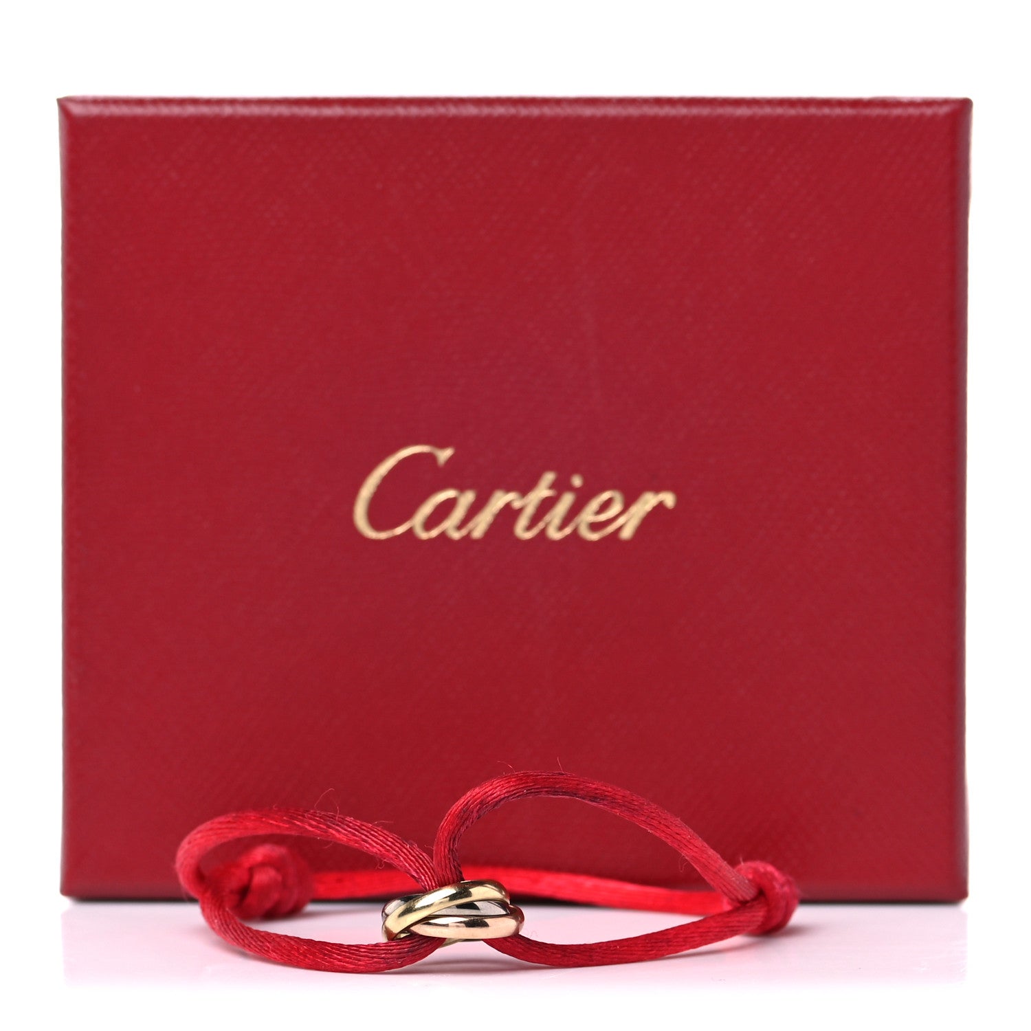 Cartier 18K Pink Yellow White Gold Trinity Cord Bracelet Red 9 of 9