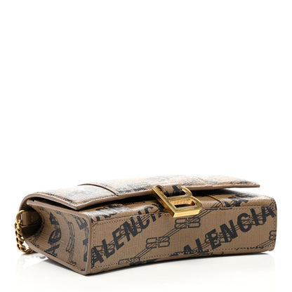 Balenciaga Coated Canvas BB Monogram Allover Logo Hourglass Chain Bag Beige Brown Black 4 of 9