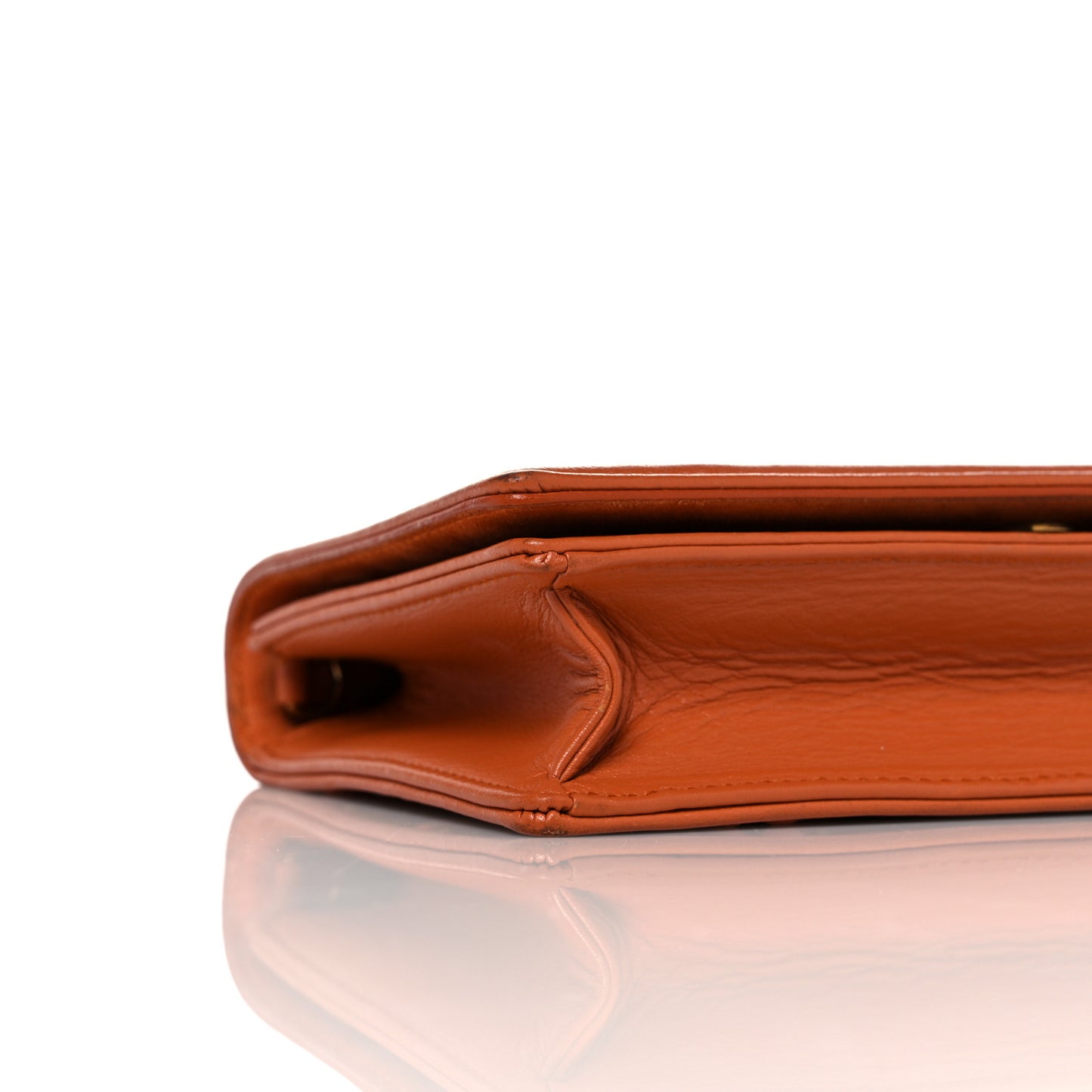 Calfskin Studded Diorama Top Handle Wallet on Chain Pouch Orange