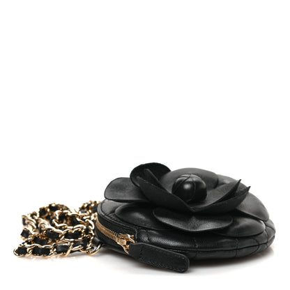 Chanel Lambskin Mini Camellia Bouquet Clutch With Chain Black 3 of 7
