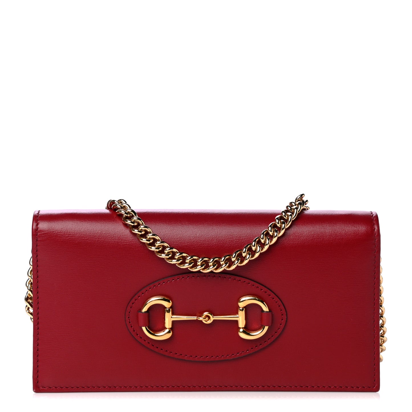 Boarded Plutone Calfskin Horsebit 1955 Wallet On Chain New Cherry Red