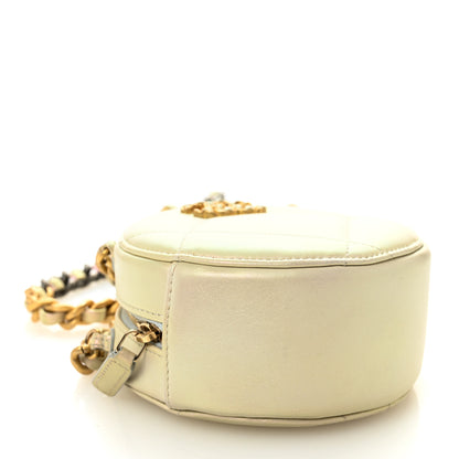 Chanel Iridescent Calfskin Quilted Chanel 19 Round Clutch With Chain White 4 of 10