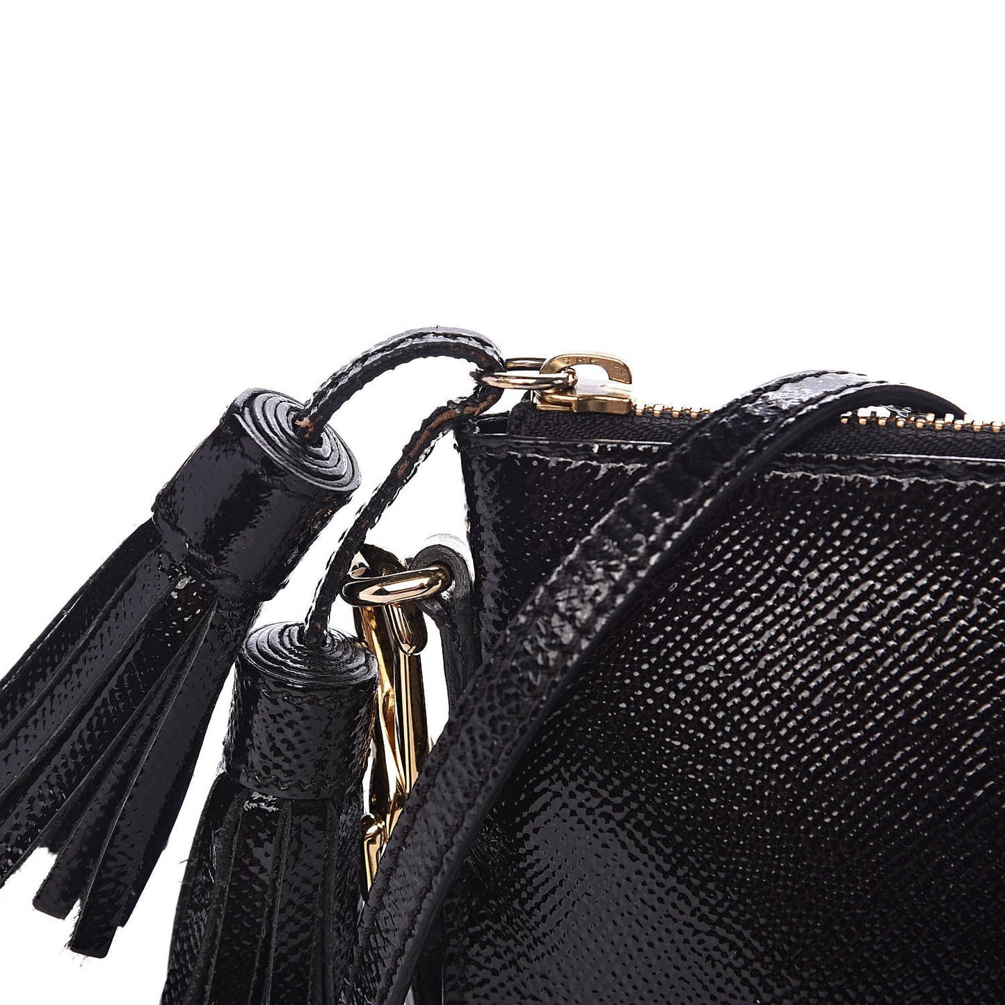 Patent London Peyton Crossbody Clutch Bag Black