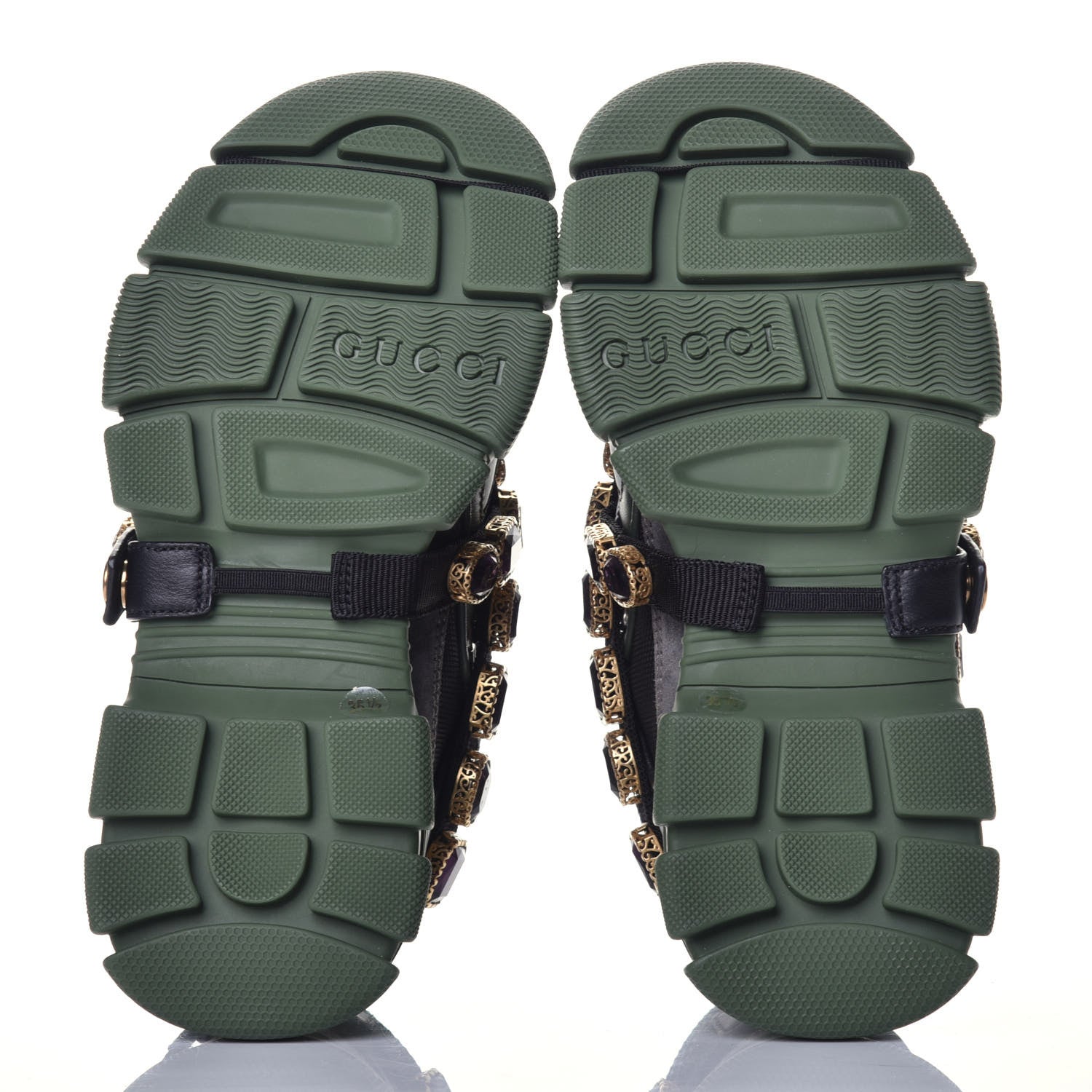 Gucci X SEGA Mesh Suede Calfskin Removable Crystals Flashtrek Sneakers 35.5 Loess Black Olive Green 5 of 8