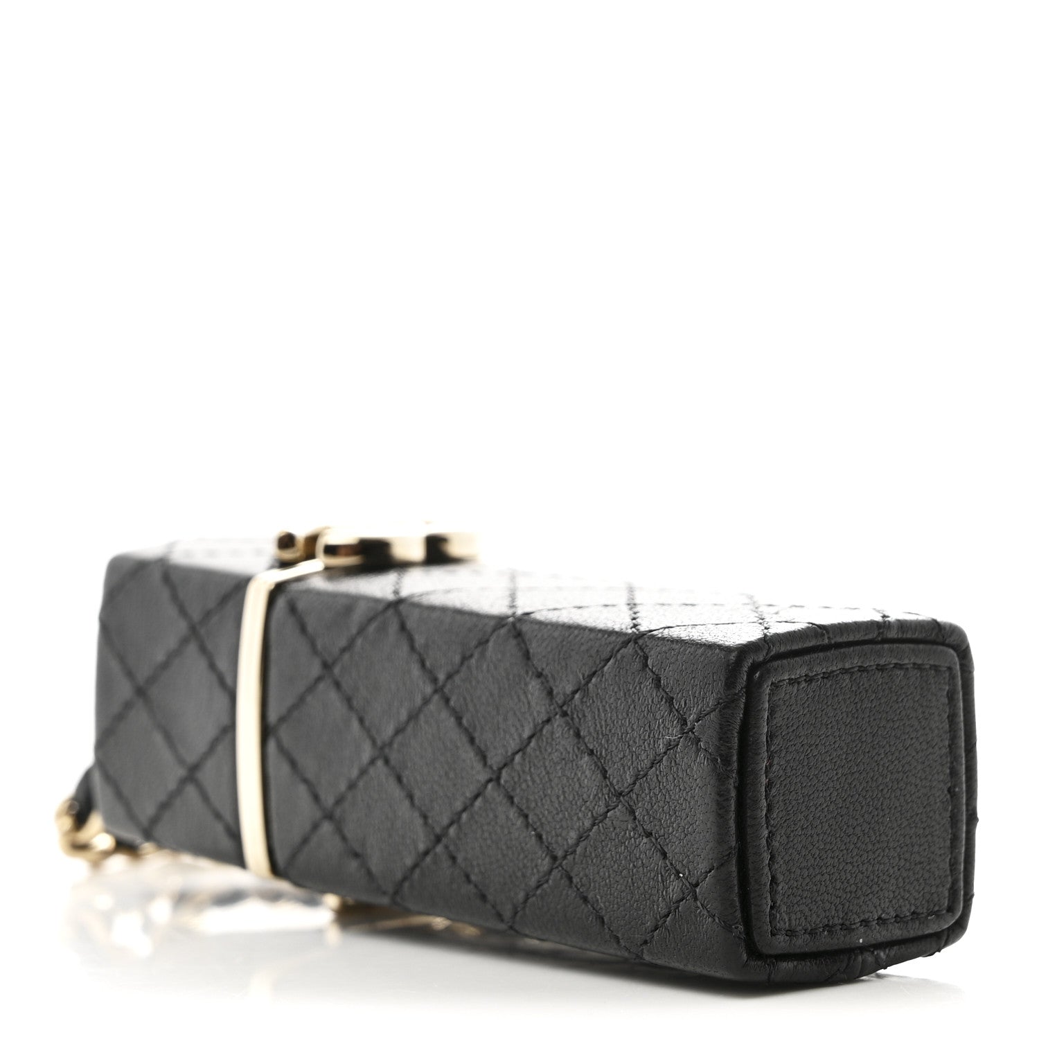 Chanel Caviar Stitched Lipstick Case On Chain Black Burgundy 3 of 11