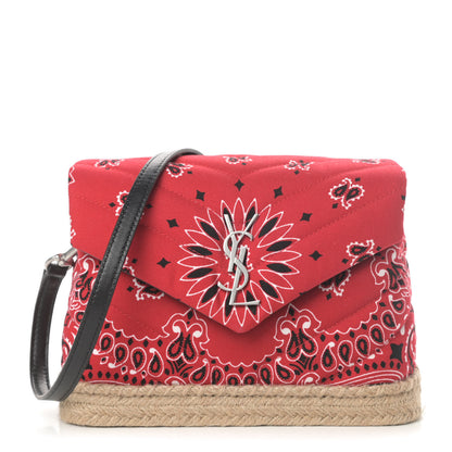 Saint Laurent Cotton Bandana Y Quilted Monogram Toy Loulou Crossbody Bag Red 1 of 11