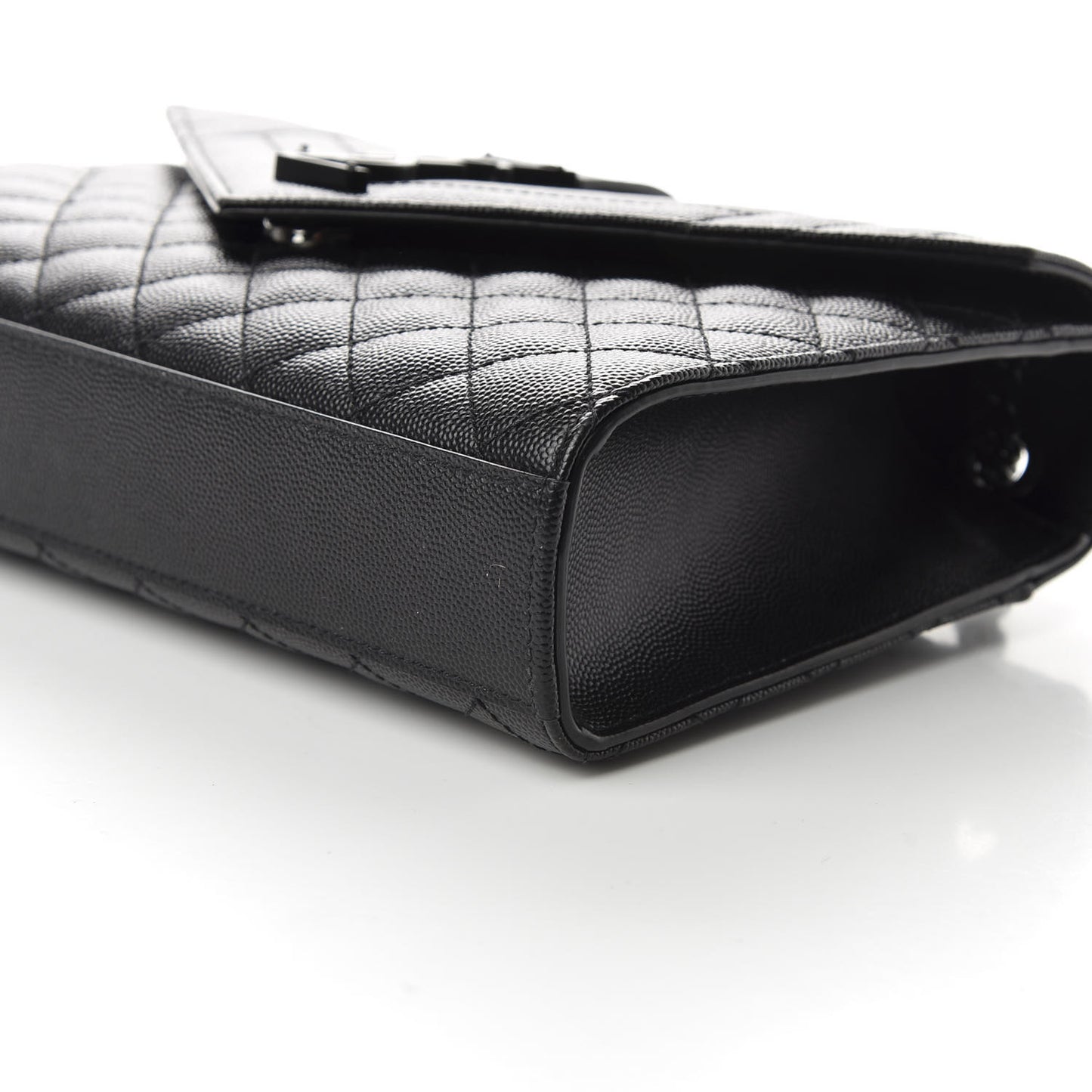 Grain De Poudre Textured Mixed Matelasse Triquilt Medium Monogram Satchel Black