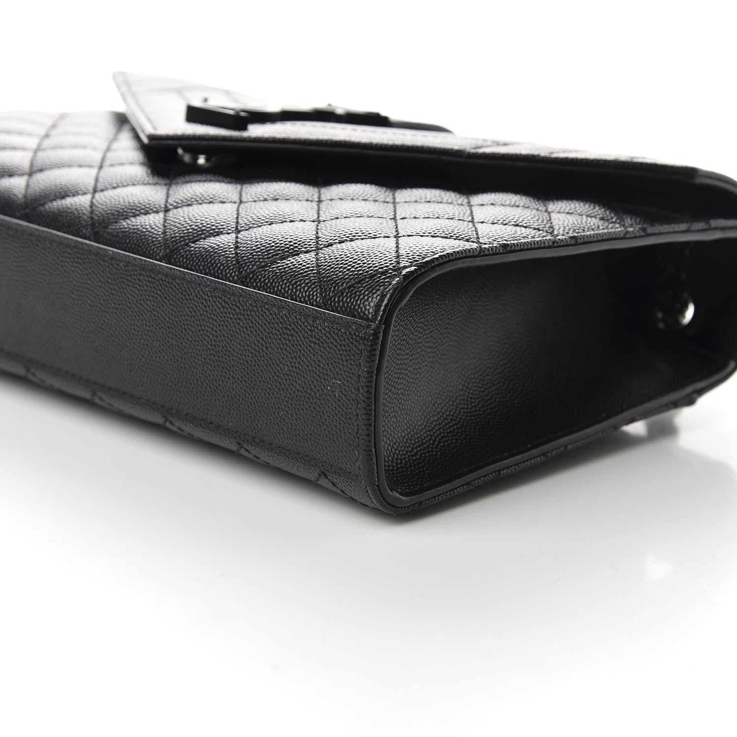Saint Laurent Grain De Poudre Textured Mixed Matelasse Triquilt Medium Monogram Satchel Black 8 of 10