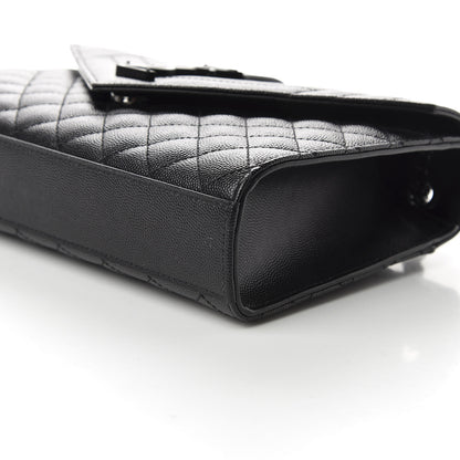 Saint Laurent Grain De Poudre Textured Mixed Matelasse Triquilt Medium Monogram Satchel Black 8 of 10