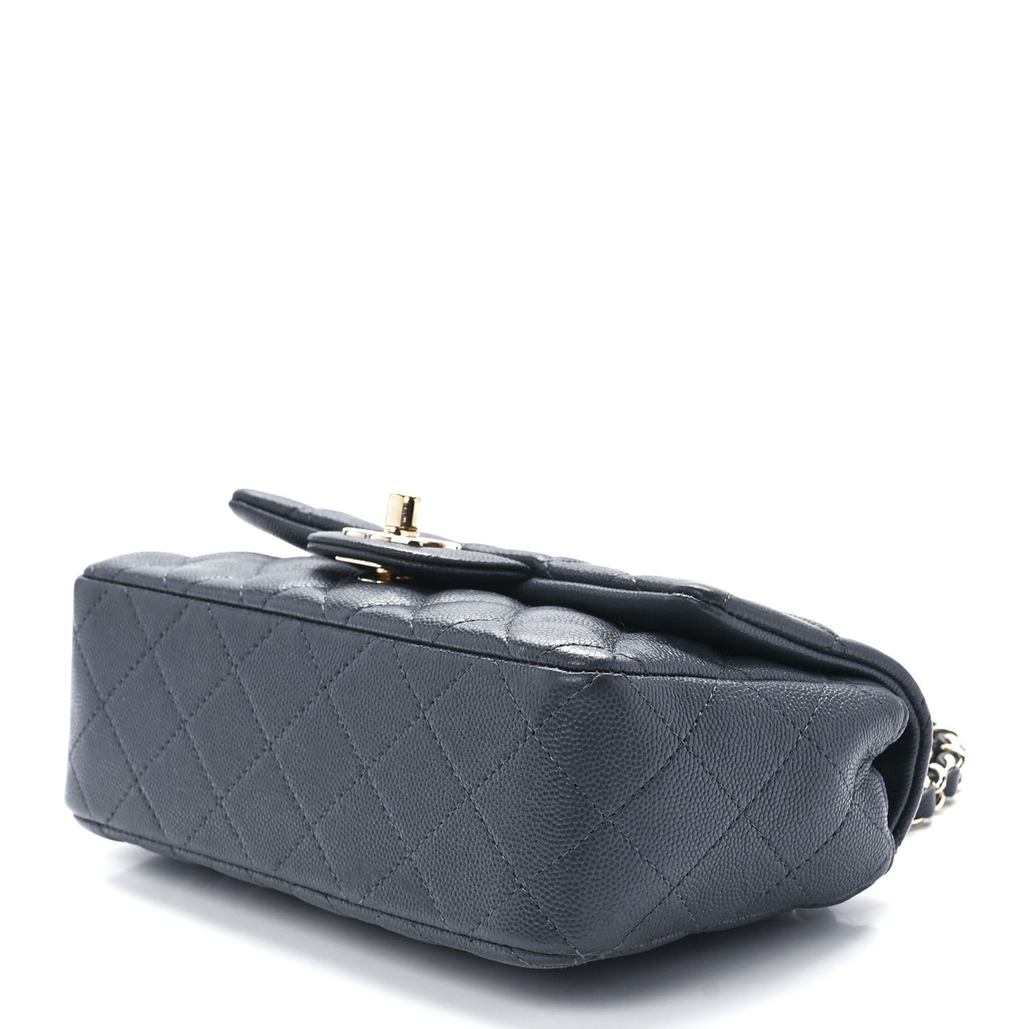 Caviar Quilted Mini Rectangular Flap Dark Grey
