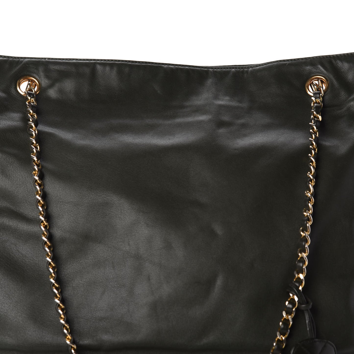Lambskin Quilted Shopping Tote Green