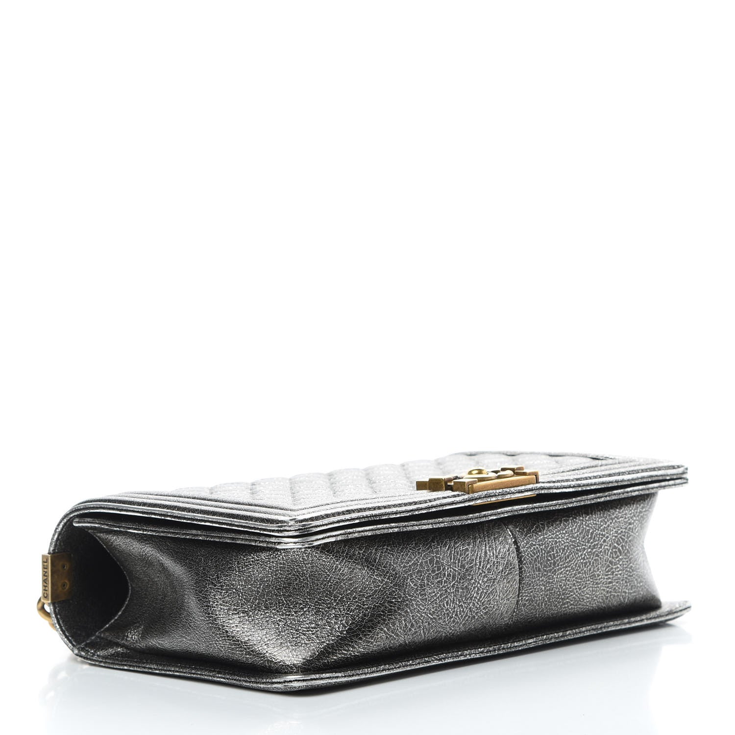 Chanel Cracked Metallic Calfskin Quilted New Medium Boy Flap Silver 4 of 14