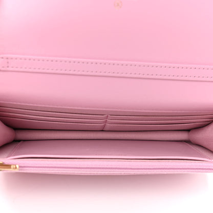 Chanel Lambskin Resin Quilted Wallet On Chain WOC Dark Pink 5 of 12