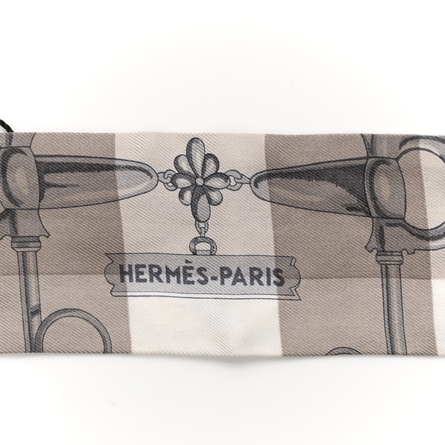Hermes Silk Mors Et Gourmettes Vichy Twilly Etoupe Jaune Vif White 3 of 5