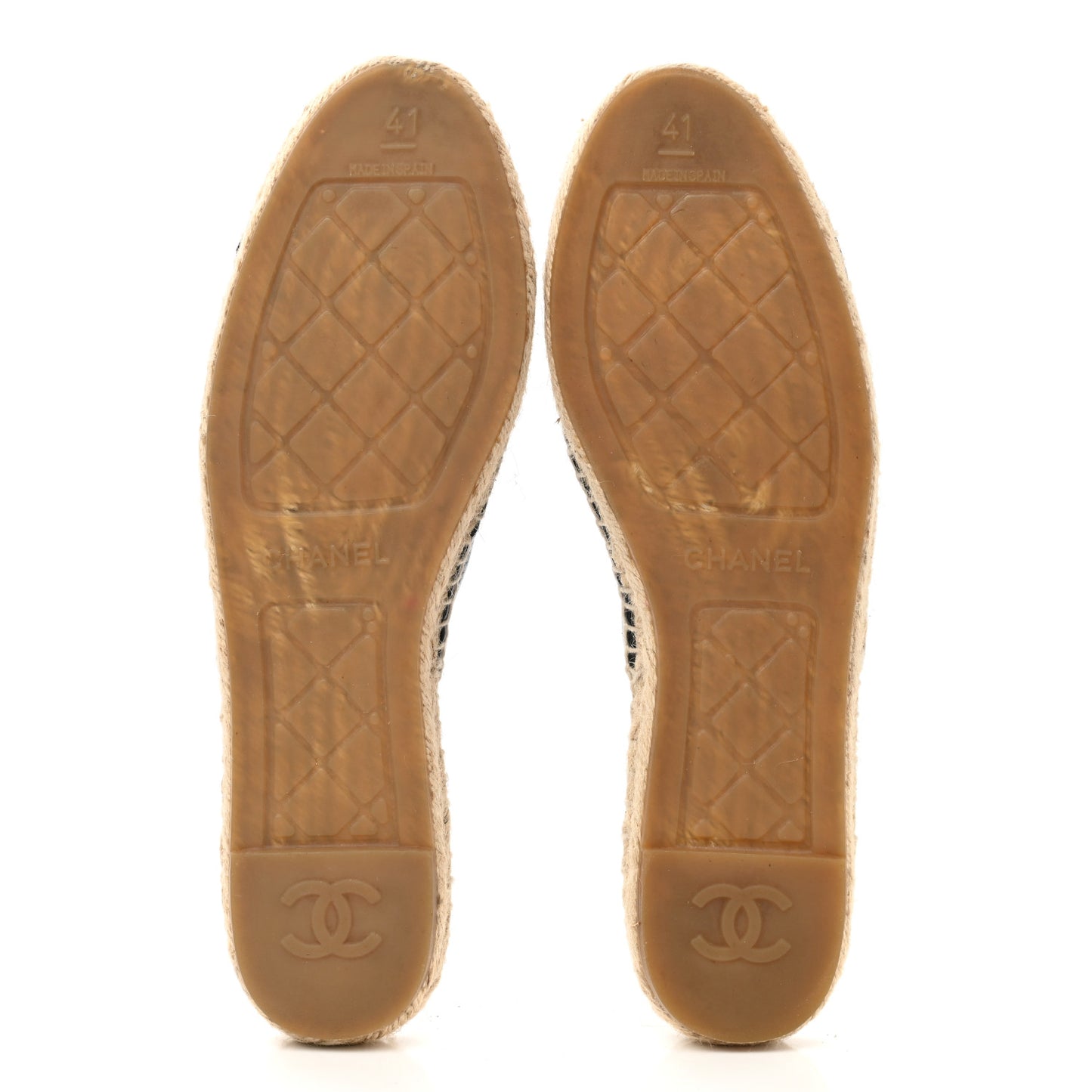 Iridescent Goatskin Patent CC Espadrille Mules 39 Black