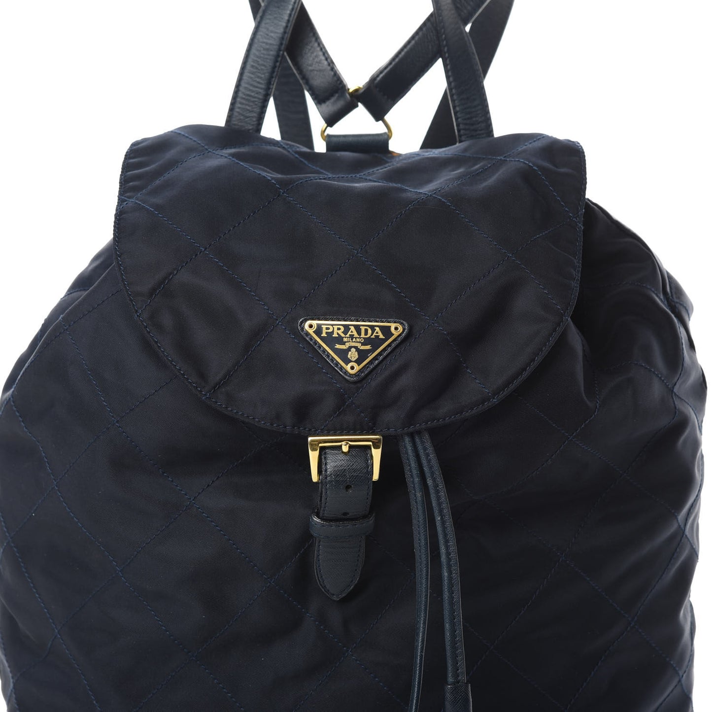 Tessuto Nylon Vela Quilted Chain Backpack Navy