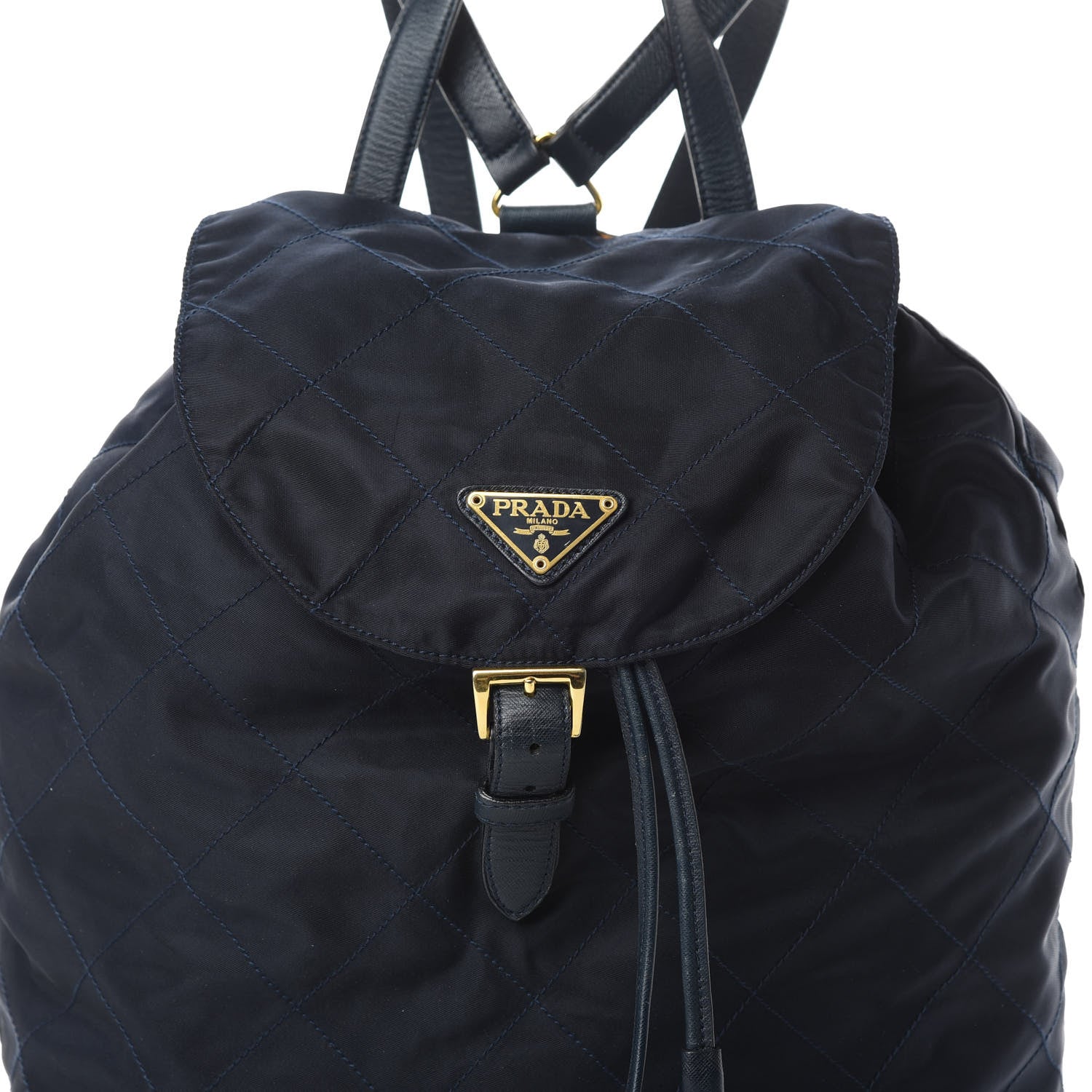 Prada Tessuto Nylon Vela Quilted Chain Backpack Navy 7 of 13