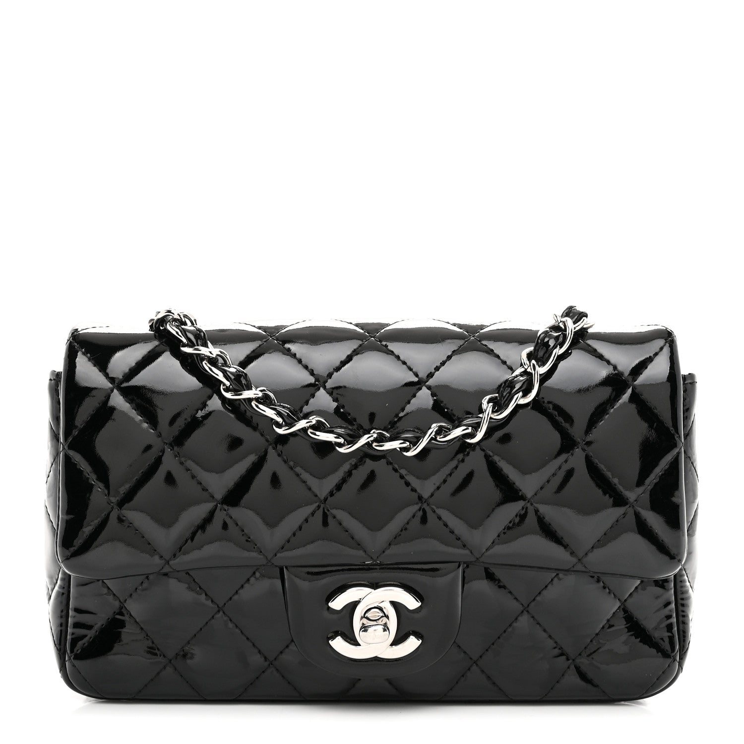 Chanel Patent Calfskin Quilted Mini Rectangular Flap Black 1 of 10