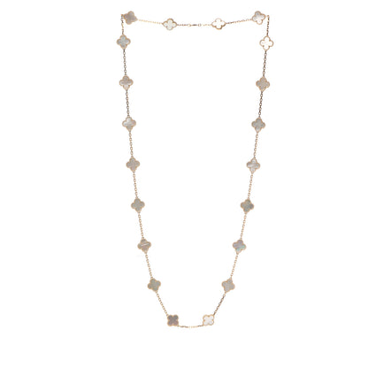 Van Cleef & Arpels 18K Yellow Gold Mother of Pearl 20 Motifs Vintage Alhambra Necklace 3 of 5