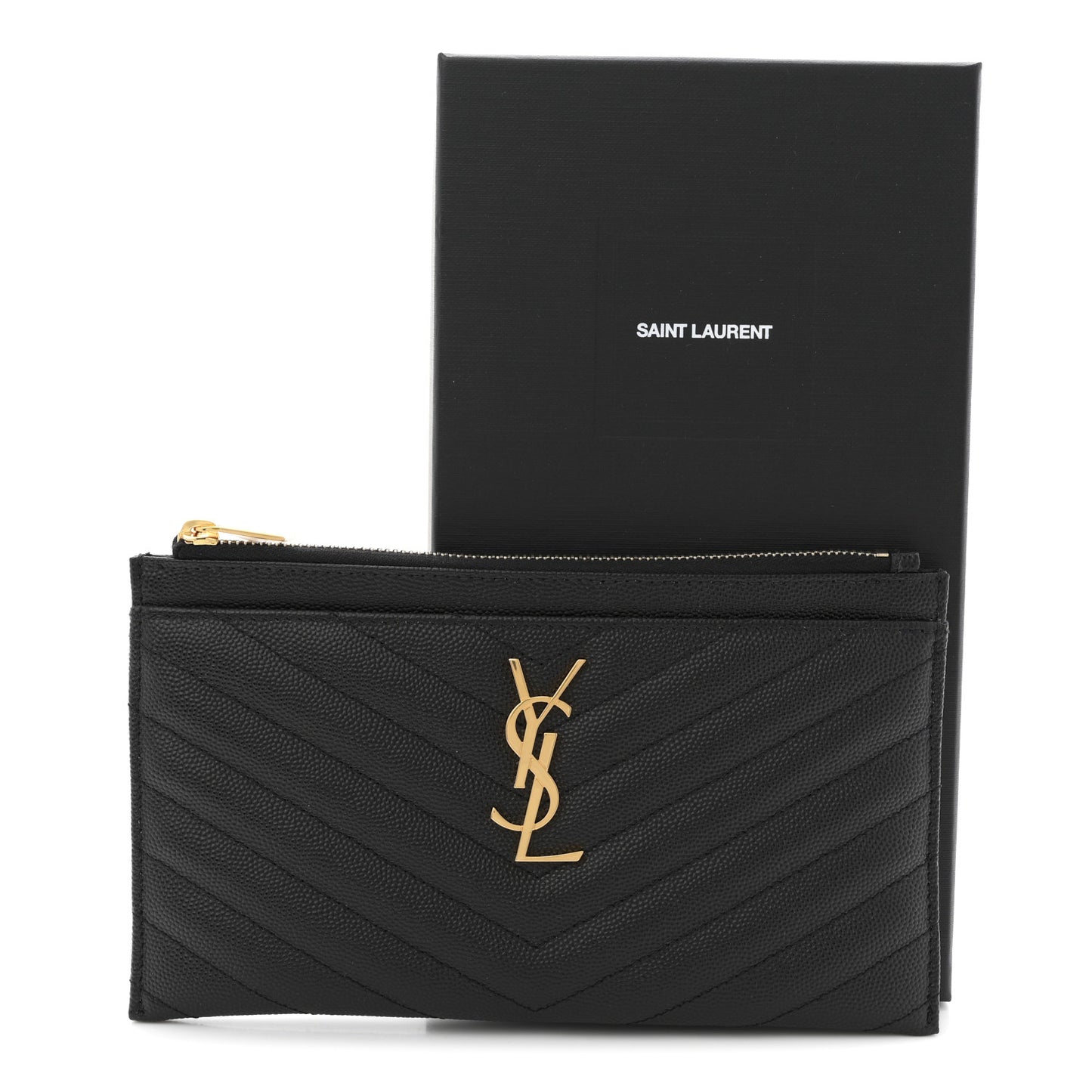 Grain De Poudre Chevron Monogram Bill Pouch Black Black