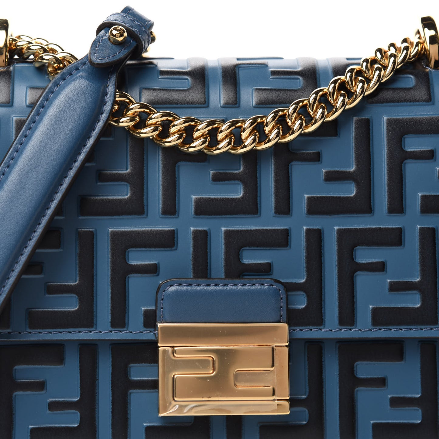 Vitello Liberty Bi-Color FF 1974 Embossed Small Kan U Shoulder Bag Balena Black