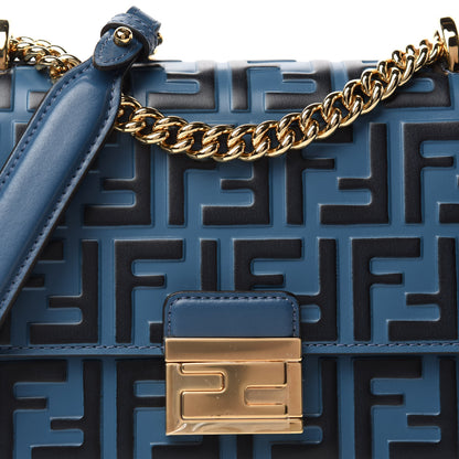 Fendi Vitello Liberty Bi-Color FF 1974 Embossed Small Kan U Shoulder Bag Balena Black 10 of 10