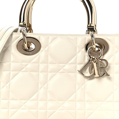 Christian Dior Calfskin Cannage Medium The Lady 95.22 White 8 of 13