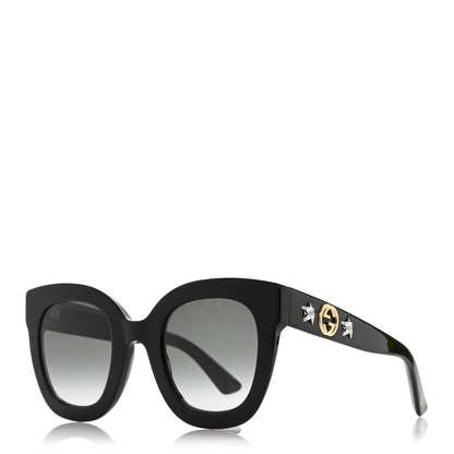 Gucci Acetate Crystal Star Round Frame Sunglasses GG0208S Black 1 of 7