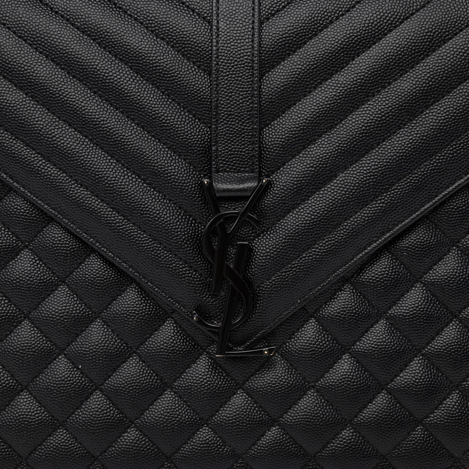 Saint Laurent Grain De Poudre Textured Mixed Matelasse Large Triquilt Monogram Monochrome Satchel Black 8 of 11