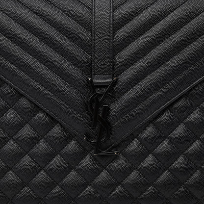Saint Laurent Grain De Poudre Textured Mixed Matelasse Large Triquilt Monogram Monochrome Satchel Black 8 of 11