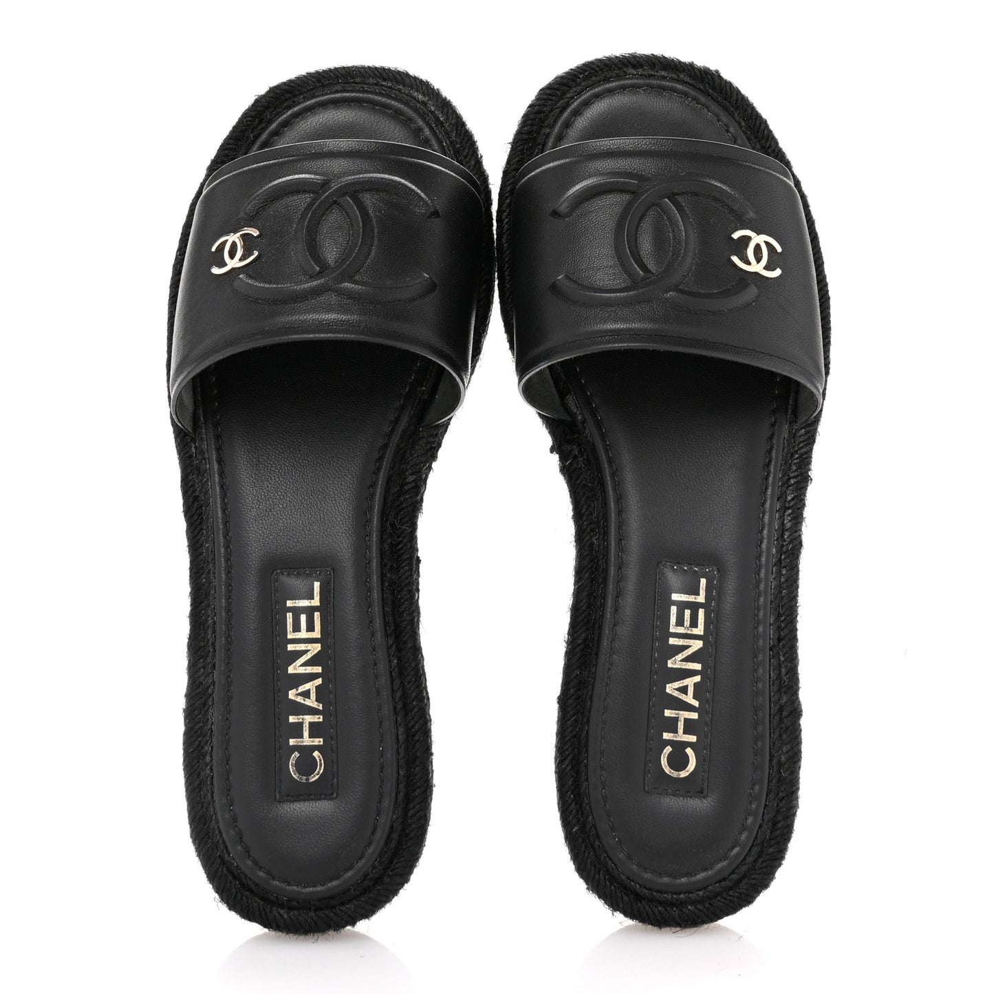 Lambskin Espadrille Mule Sandals 38 Black