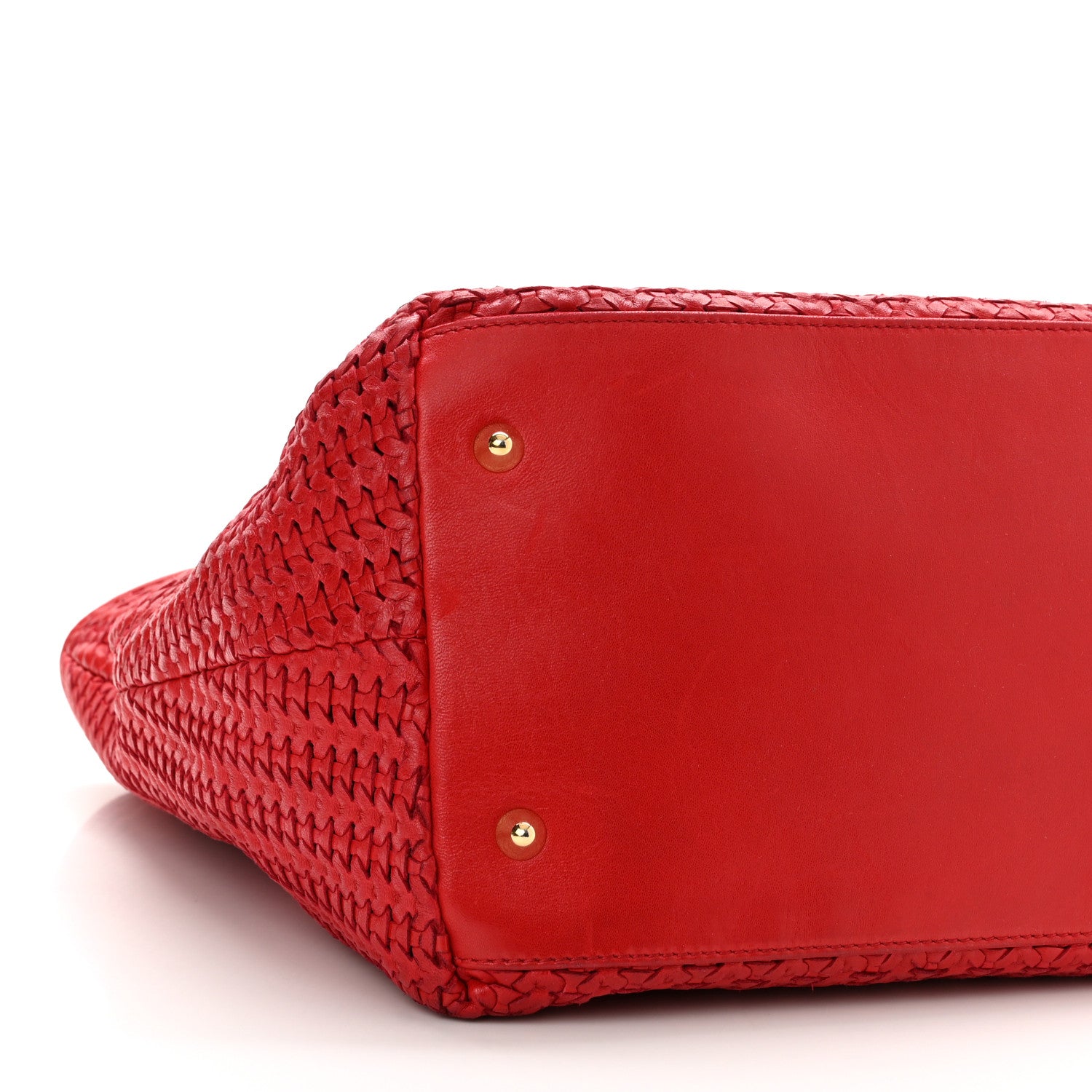 Christian Dior Lambskin Woven Lady Dior Shopping Tote Red 9 of 13