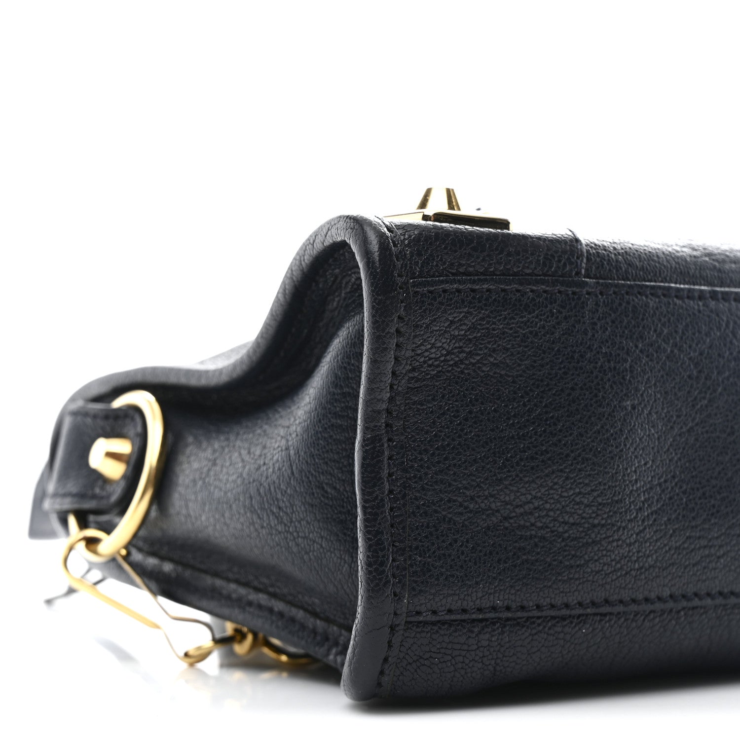 Balenciaga Chevre Gold Metallic Edge Hardware Mini City  Bleu Nuit Dark Sea 10 of 11