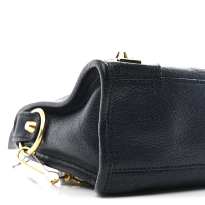 Balenciaga Chevre Gold Metallic Edge Hardware Mini City  Bleu Nuit Dark Sea 10 of 11