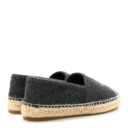 Chanel Tweed Lambskin CC Espadrilles 38 Grey 5 of 10