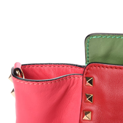 Valentino Garavani Vitello Colorblock Small Rockstud Tote Deep Rose Clover Grey Scarlet 10 of 18