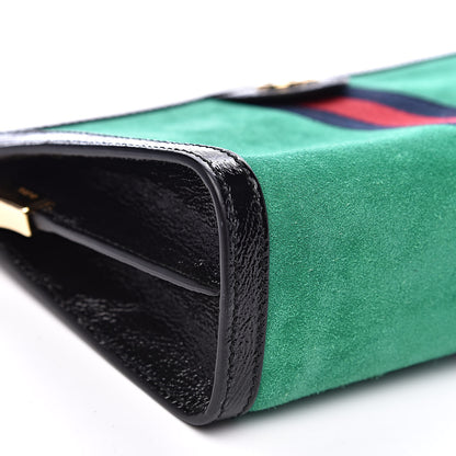 Gucci Suede Patent Web Small Ophidia Chain Shoulder Bag New Shamarock Black 8 of 11