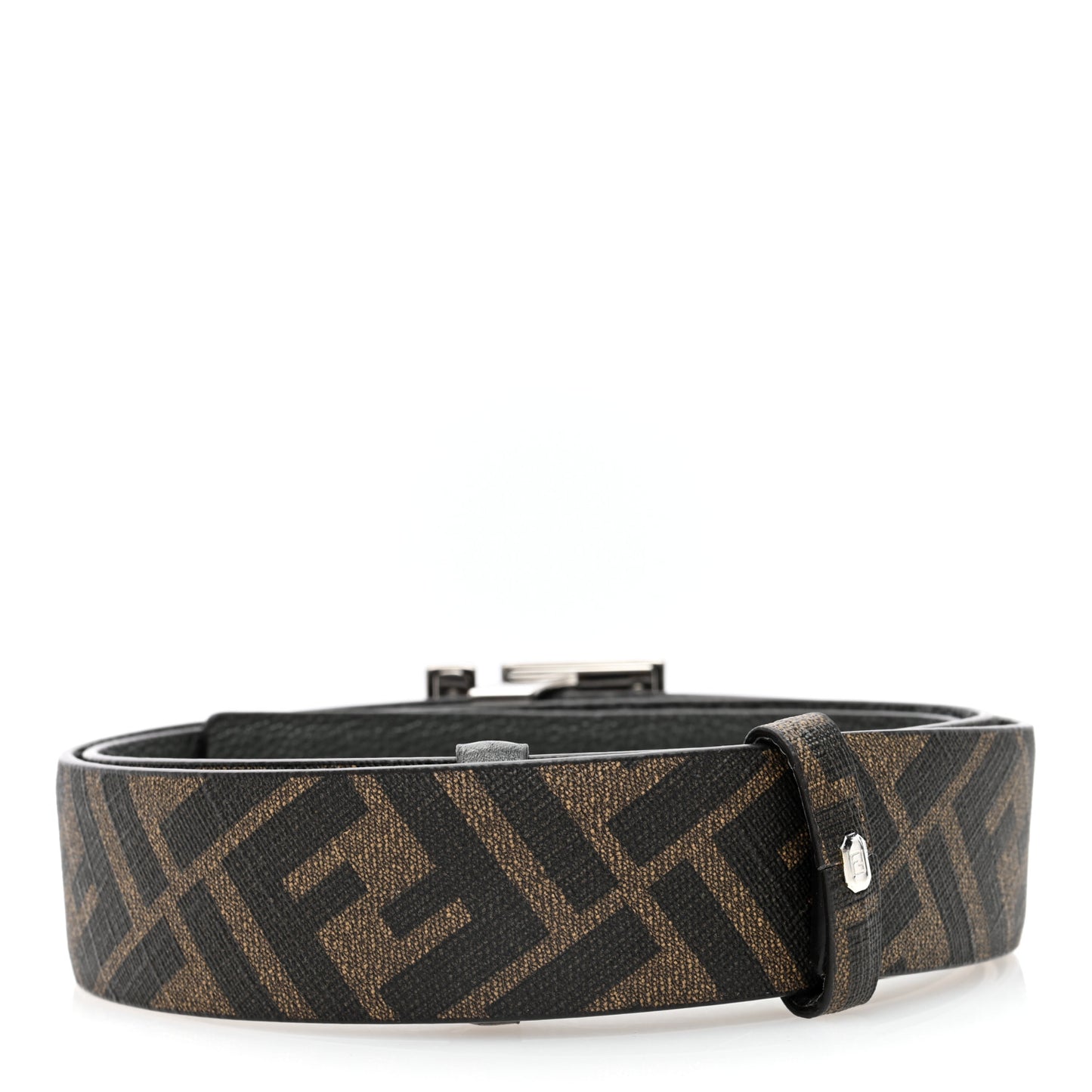Cuoio Romano Glazed Fabric FF Reversible Belt 95 38 Black Tobacco