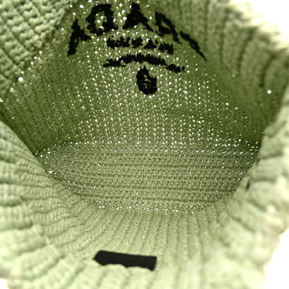 Prada Yarn Raffia Effect Crochet Small Logo Tote Acqua 5 of 11