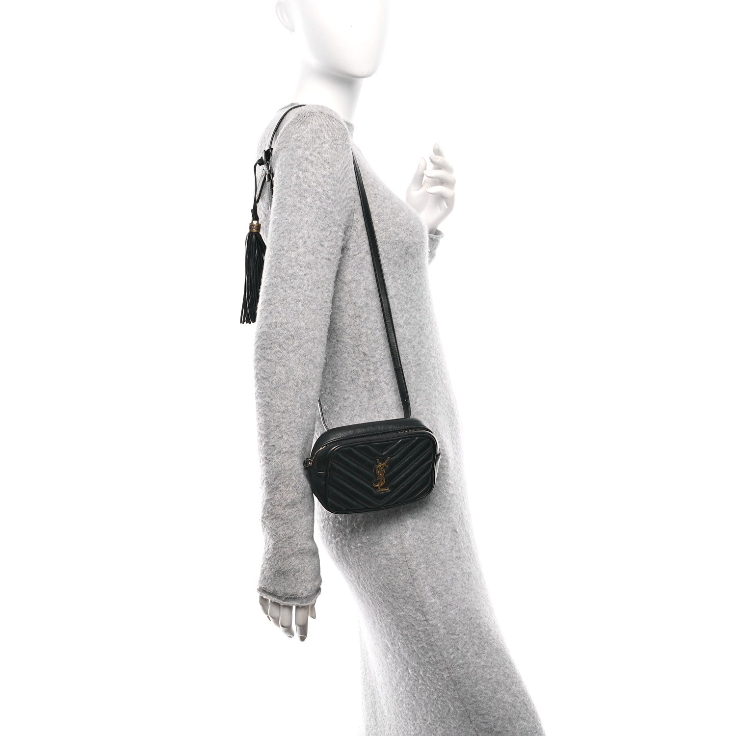 Saint Laurent Calfskin Matelasse Monogram Lou Belt Bag Black 2 of 10