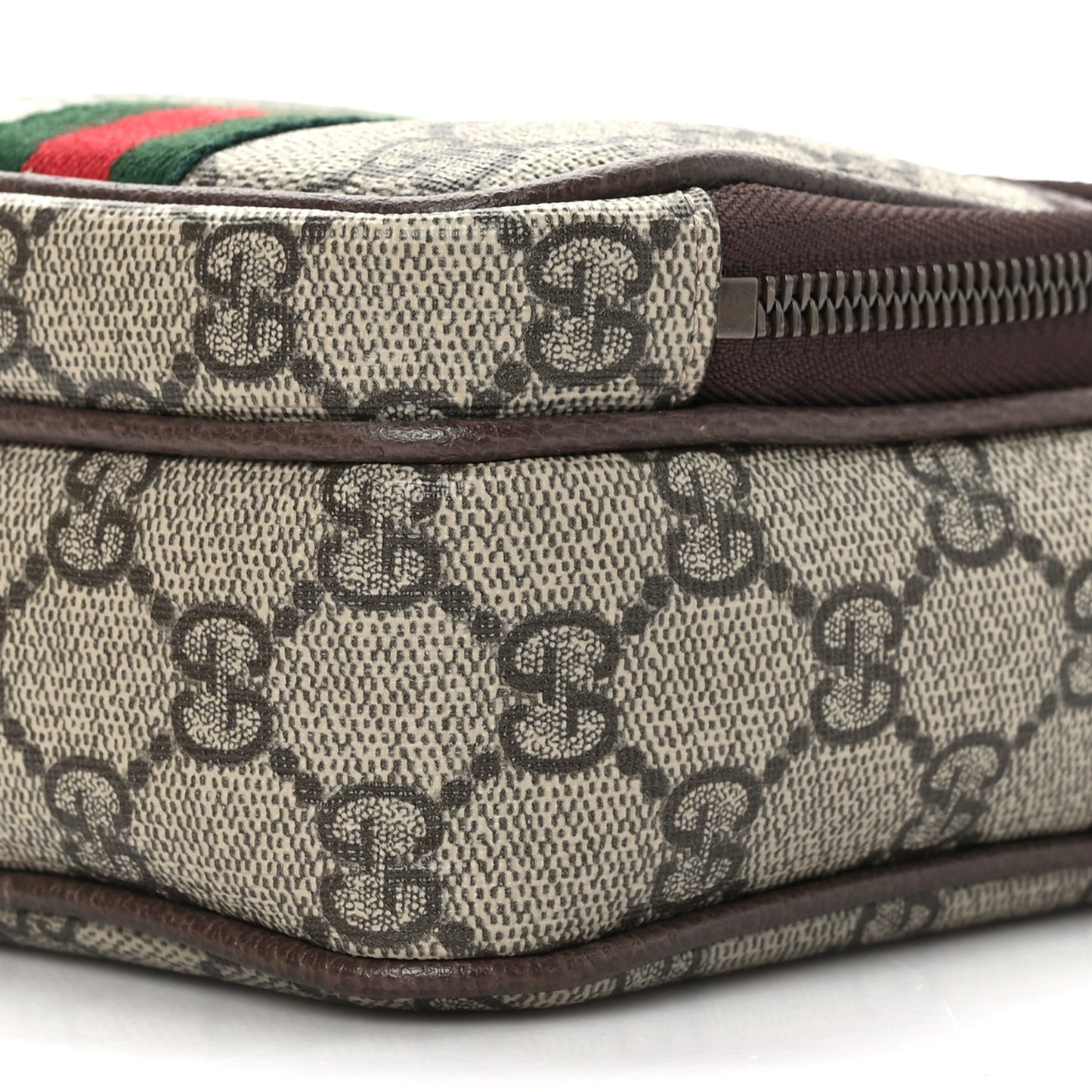 GG Supreme Monogram Web Mini Ophidia Double Zip Messenger Bag Beige New Acero
