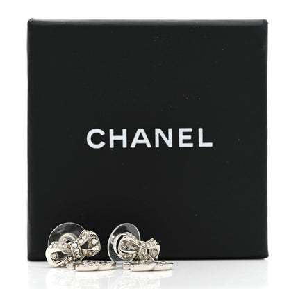 Chanel Crystal CC Bow Drop Earrings Silver 6 of 6