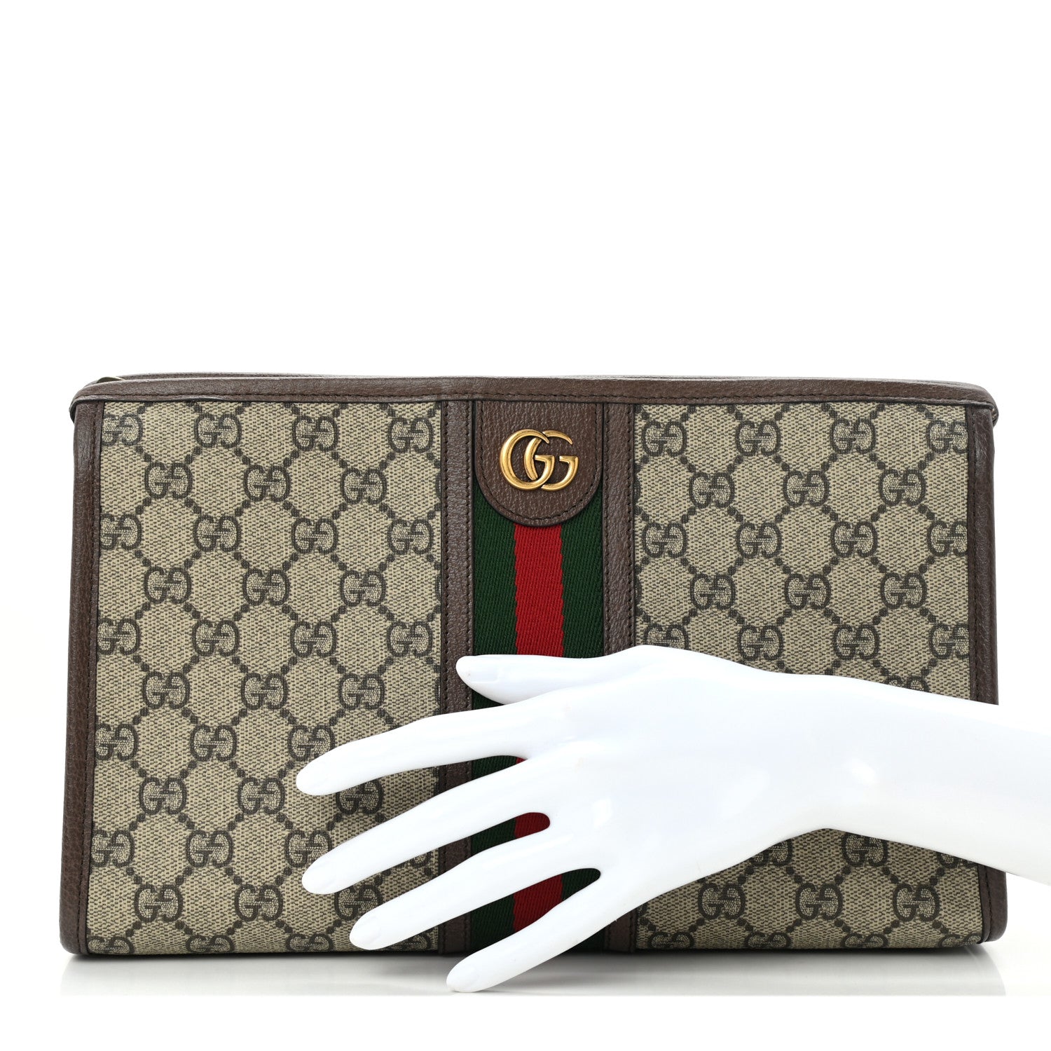 Gucci GG Supreme Monogram Web Ophidia GG Toiletry Case Beige New Acero 2 of 7