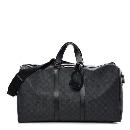 Gucci GG Supreme Monogram Medium Carry-On Duffle Bag Black Grey 1 of 7