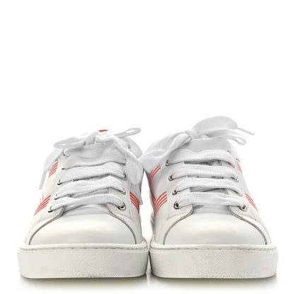 Hermes Calfskin Womens Advantage Sneakers 36.5 White Orange 2 of 10