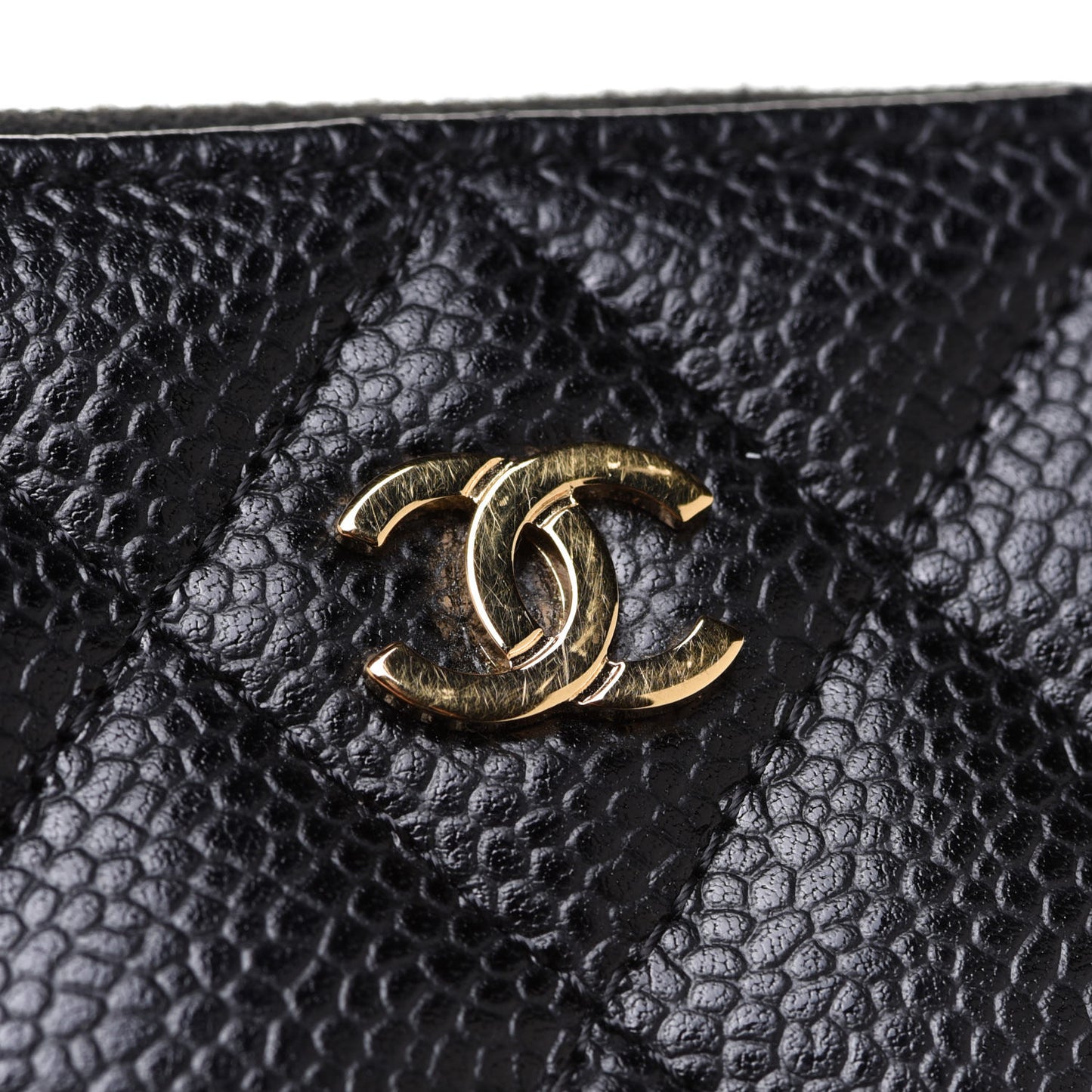 Caviar Quilted Zip Coin Purse Black