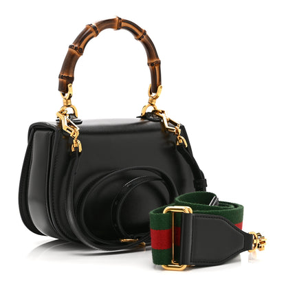 Gucci Boarded Dyana Lux Calfskin Web Monochrome Small Bamboo 1947 Top Handle Bag Black 4 of 11