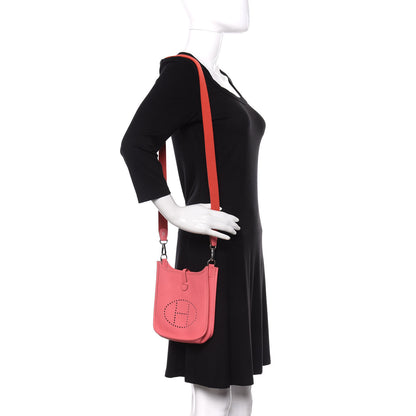 Hermes Taurillon Clemence Amazone Evelyne TPM Rose Azalee Rouge Pivoine 2 of 12